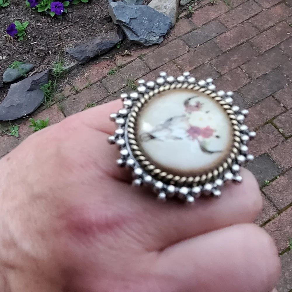 south western Cow Skull Steerhead Bubble Dome boho rustic Statement Ring  nwt